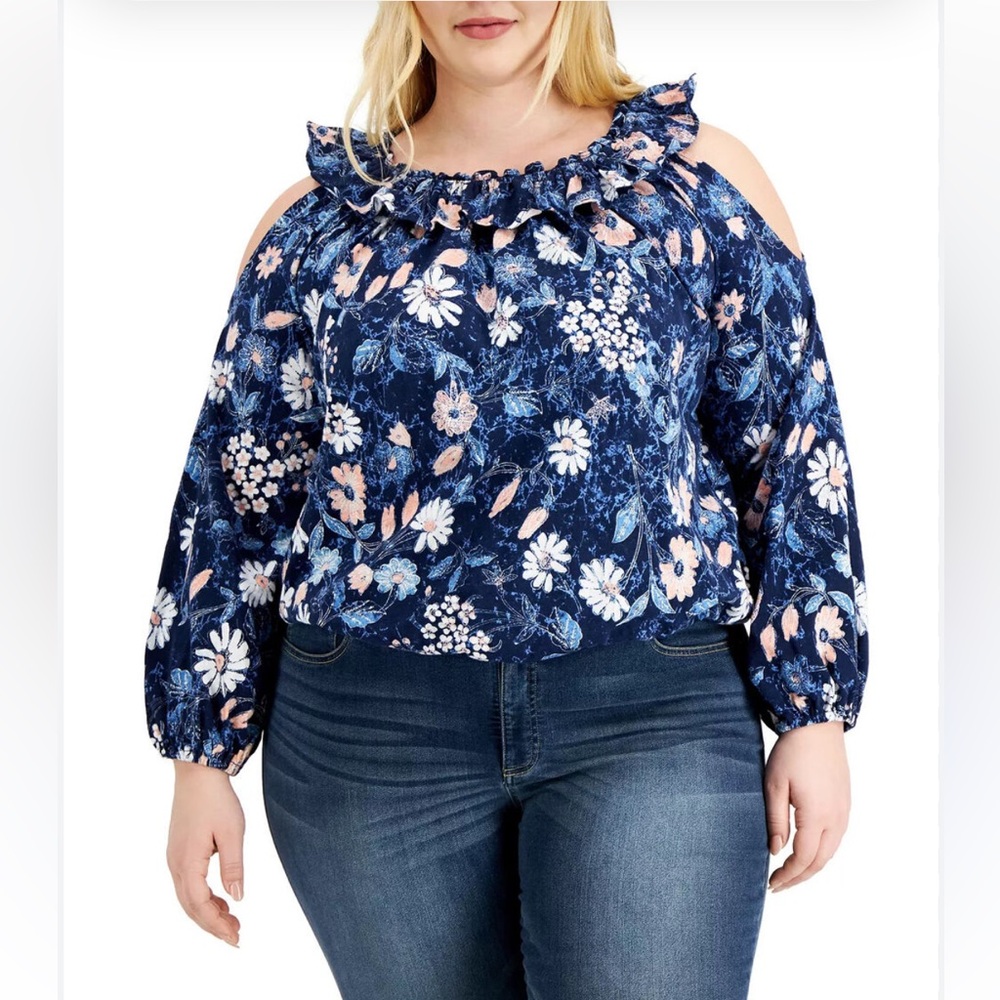 Inc Floral Print Ruffled Off The Shoulder